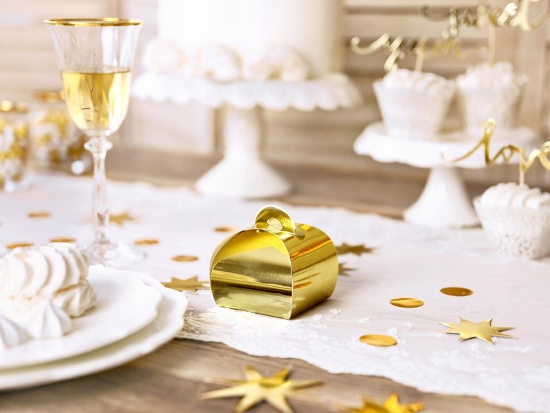 Pudełeczka złote dekoracja stołu ślub komunia x10