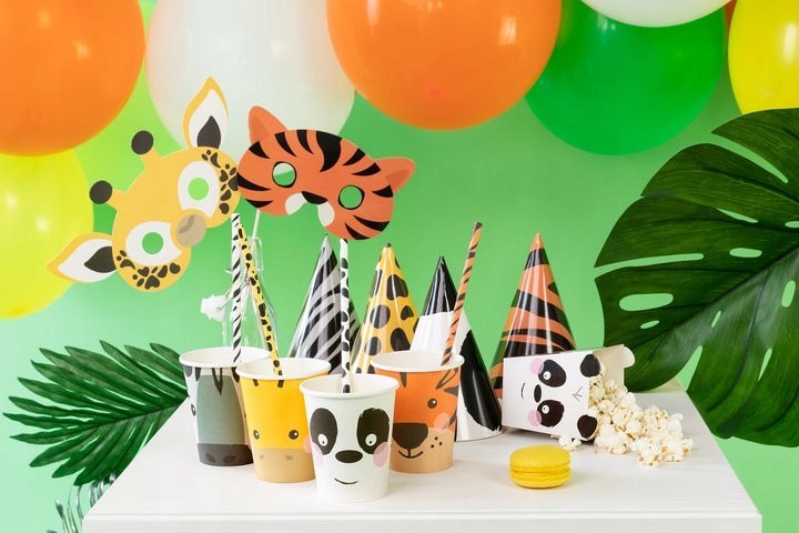 Kubeczki zwierzątka safari papierowe urodziny x4