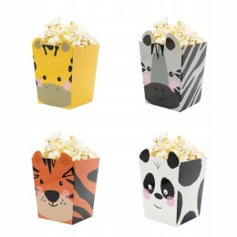 Pudełka na popcorn słodycze zwierzątka safari x4