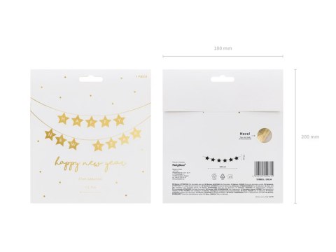 Baner Happy New Year gwiazdki, 290x17 cm