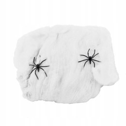 Sztuczna pajęczyna biała sieć Halloween + 2 pająki