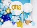 Balony niebieskie na roczek z 1 konfetti urodziny