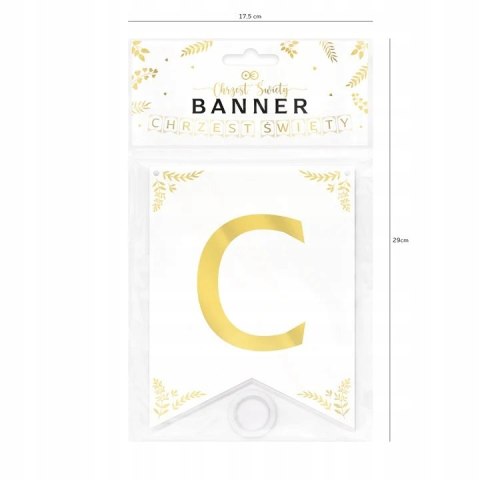 Baner na Chrzest Święty dekoracja girlanda złota