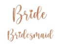 Naklejki na kieliszki ''Bride & Bridesmaid'', różowe złoto (1 op. / 6 szt.)