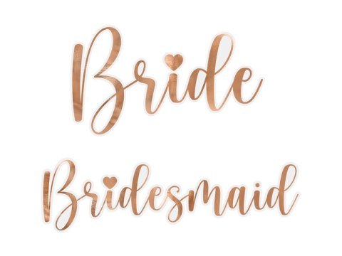 Naklejki na kieliszki ''Bride & Bridesmaid'', różowe złoto (1 op. / 6 szt.)