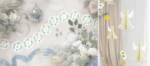 Pompony kule z papieru bibuły na Komunię Chrzest