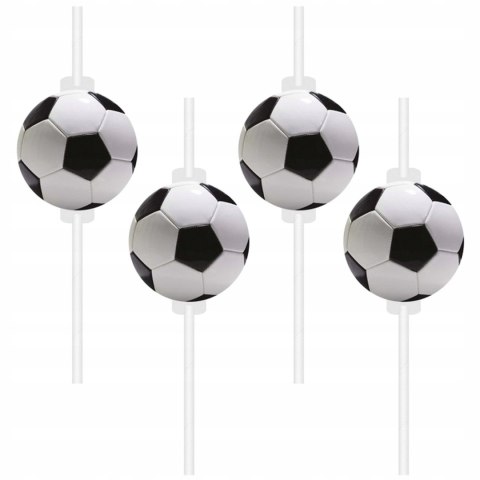 Słomki PIŁKA NOŻNA z piłką piłkarskie urodziny x4