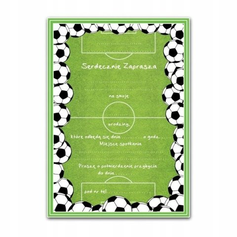 Zaproszenia urodzinowe piłka nożna piłkarskie x10