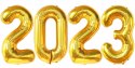 Balony 2023 złote cyfry dekoracje SYLWESTER hel 1m