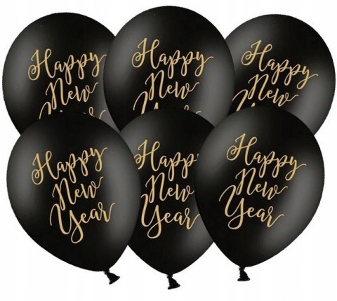 Balony na Sylwestra czarne złote Happy New Year 50