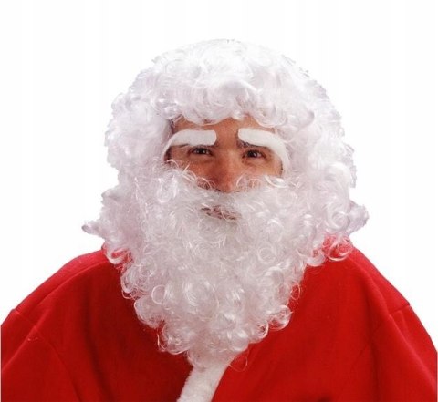 Biała broda brwi włosy peruka Świętego Mikołaja XL
