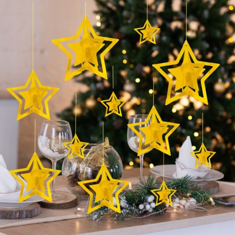 Gwiazdy złote 3D zawieszki dekoracje świąteczne 11