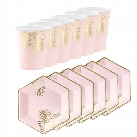 Kubeczki talerzyki różowe na urodziny 18 40 50 EKO