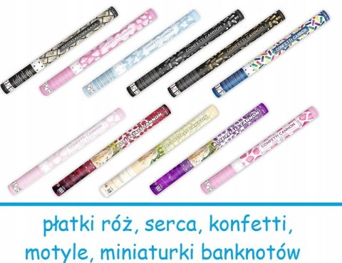 Strzelające tuby z konfetti na ŚLUB WESELE pierwszy taniec 7 wzorów 80cm