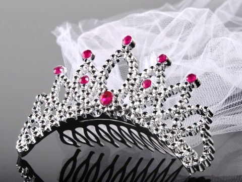 Tiara z welonem welon na WIECZÓR PANIEŃSKI diadem korona dla panny młodej