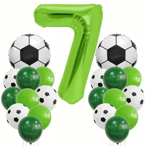 Balon zielona cyfra 7 na hel balony z piłkami piłkarskie urodziny kibica XL