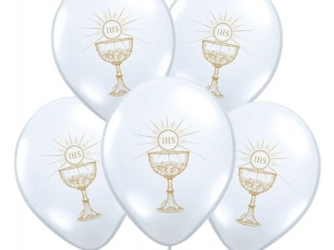 Balony girlanda napis baner na I Komunię dekoracje ozdoby komunijne ZESTAW