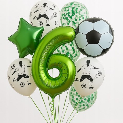 Balony piłka nożna urodzinowe na 6 urodziny balon z piłkarzami cyfra 6 HEL
