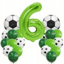 Balony urodzinowe piłka nożna zielona cyfra 6 na urodziny piłkarza kibica
