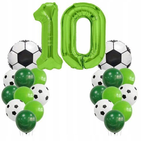 Dekoracje piłkarskie na 10 dziesiąte urodziny balony piłka nożna na hel
