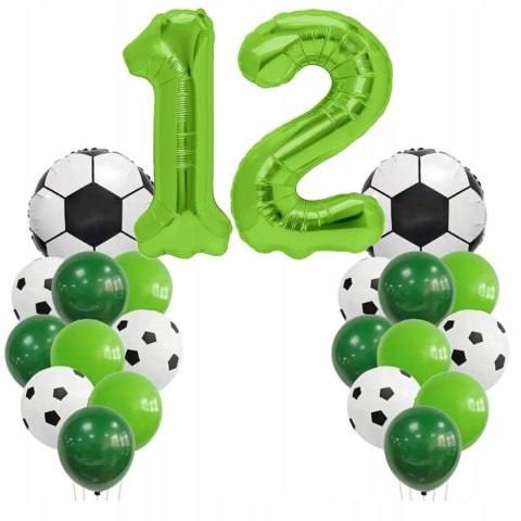 Dekoracje piłkarskie na 12 dwunaste urodziny balony piłka nożna 22 szt