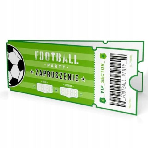 Zaproszenia urodzinowe piłka nożna BILET NA MECZ urodziny piłkarskie 6 szt.