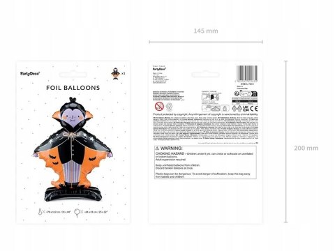 Balon Dracula na Halloween foliowy stojący dekoracje do przedszkola 81cm