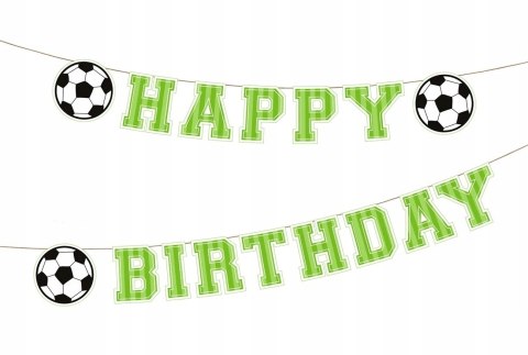 Baner girlanda urodzinowa piłkarska Happy Birthday piłka nożna z piłką