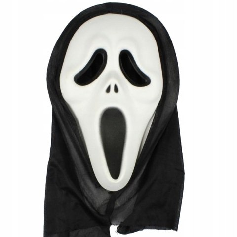 Maska Krzyk + fałszywy nóż z chowanym ostrzem