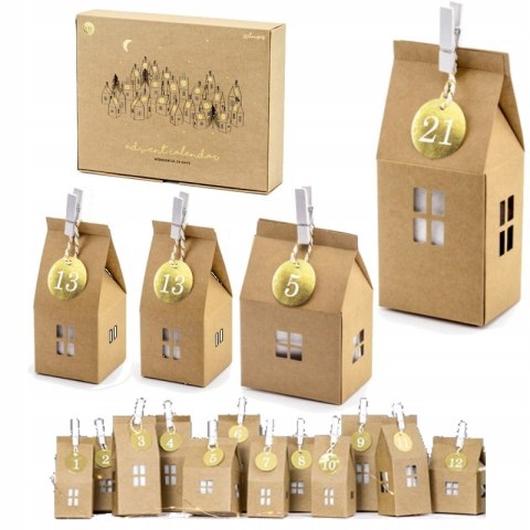 Kalendarz adwentowy DOMKI girlanda dla dzieci na Święta Boże Narodzenie