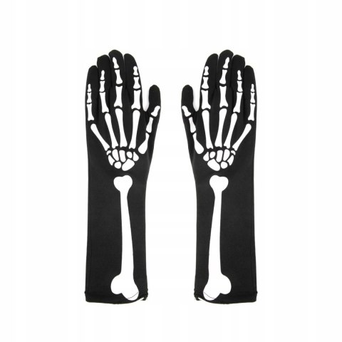 Rękawiczki kości czarno białe długie strój przebranie śmierci na Halloween