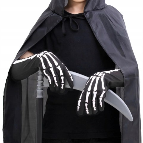 Rękawiczki kości czarno białe długie strój przebranie śmierci na Halloween