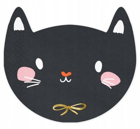 Serwetki Kotek w kształcie kota czarne koty na Halloween kocie urodziny x20