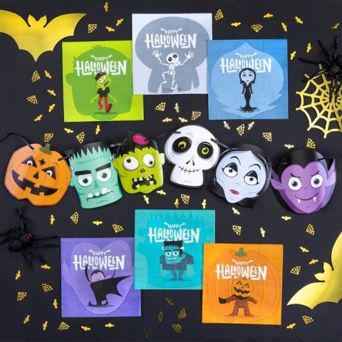 Serwetki Monsters kolorowe dekoracje na stół Halloween dla dzieci 12szt.
