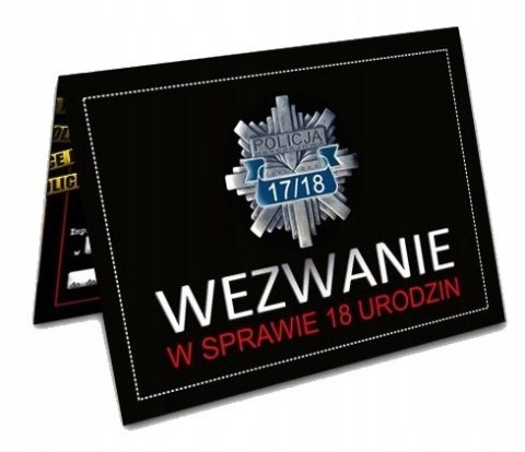 Zaproszenia na 18 osiemnaste urodziny osiemnastkę wezwanie na policję 10szt