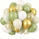 Balony boho zielone złote oliwkowe perłowe na Komunię Wesele Chrzest 40 szt