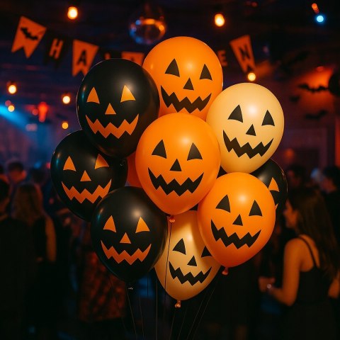 Balony na Halloween dynia z zębami 12 cali 10szt straszne dekoracje gadżety