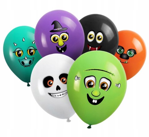 Balony potworki ZRÓB TO SAM z naklejkami dekoracje dla dzieci Halloween x6
