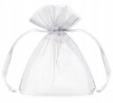 Białe woreczki z organzy na podziękowania dla gości Ślub Wesele 7x10 100szt