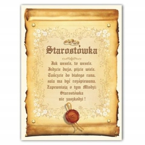 Etykiety naklejki Starostówka na butelki bimber nalewkę wódkę weselną 25szt