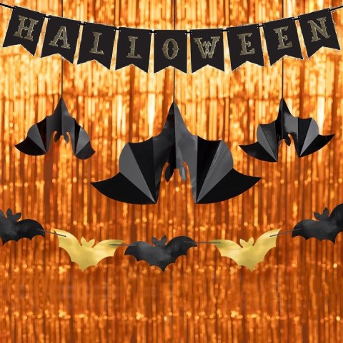 Girlanda nietoperze zawieszki baner kurtyna zestaw dekoracje na Halloween