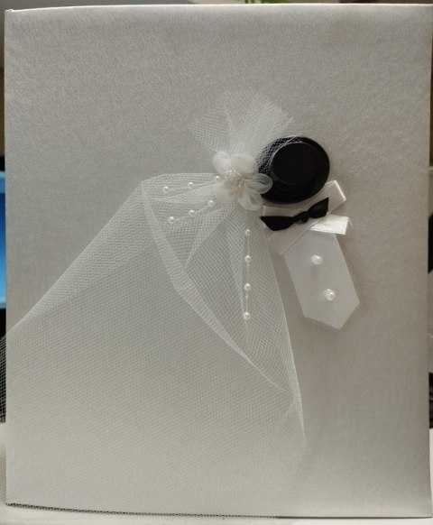 Księga wpisów gości biała welon melonik książka pamiątkowa na wpisy ŚLUB 90