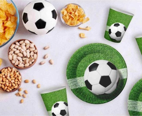 Kubeczki talerzyki piłka nożna słomki papierowe z piłką piłkarskie EKO 6kpl