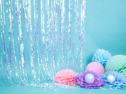 Pompony kule bibułowe białe niebieskie na Święta Roczek świąteczne 15 sztuk