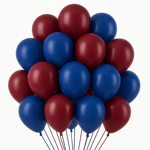 Zestaw 20 balonów bordowo granatowych