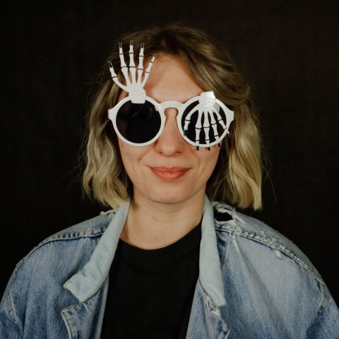 Śmieszne okulary kościotrup gadżety stroje prezent na Halloween do zdjęć