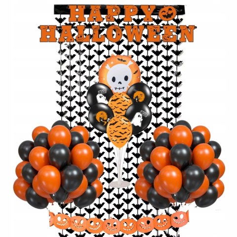 Stojak na balony girlanda dynia dynie kurtyna nietoperze napis Halloween