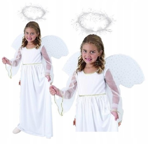 Strój anioła aniołka sukienka skrzydła aureola Jasełka Bal Świętych 6-9lat