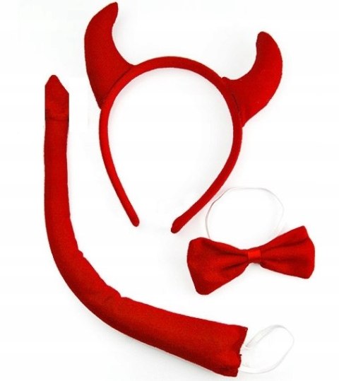 Strój przebranie diabła opaska ogon kostium diabełka diabeł bal Jasełka 3w1