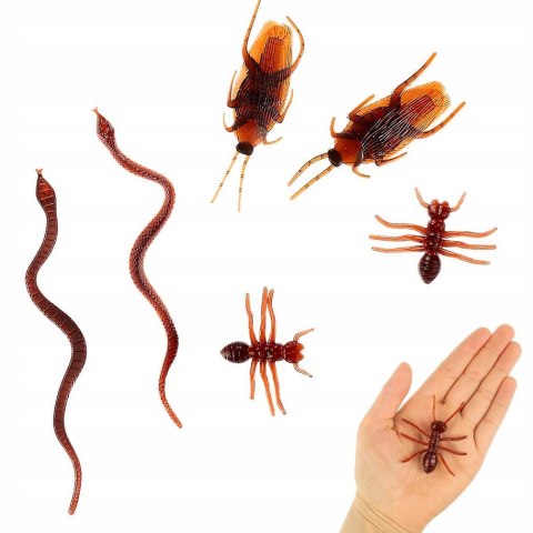 Sztuczne robaki karaluchy żmije imitacja karaluchów gadżet Halloween 6 szt.